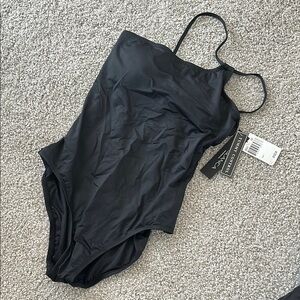 NWT La Blanca Black One-Piece Swimsuit one shoulder